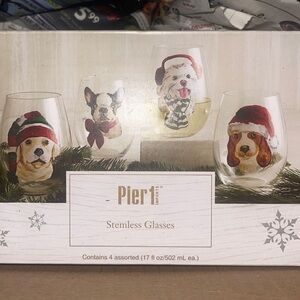 Doggy Christmas stemless wine glasses